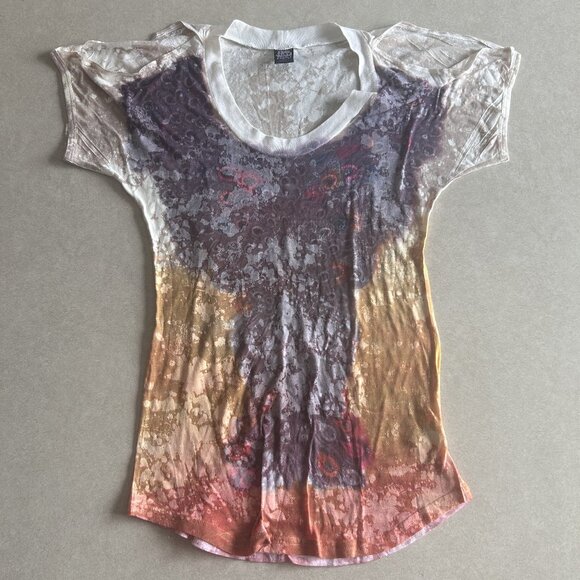 Free People Printed Tribal Burnout Tee ASO Alex Russo - Picture 4 of 7